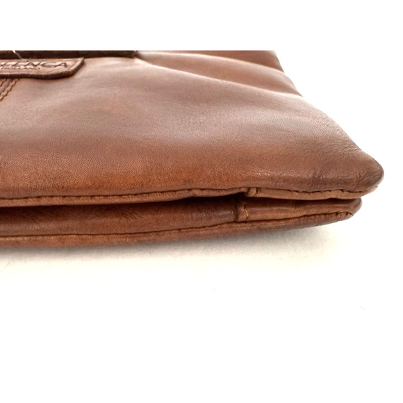 Vilenca Holland Crossbody Clutch Bag Wristlet Brown Leather Zip Pockets Compact - Picture 9 of 15